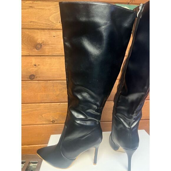 No Brand Faux Soft Leather Heeled Boots Sz 42 (10) NWOT - Picture 4 of 8